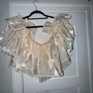 Petal & Pup Shimmering Cream Ruffle Blouse